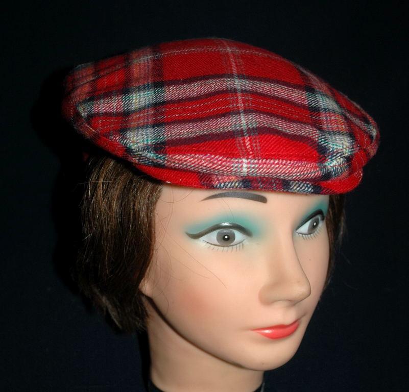 Red Tartan Plaid Flat Cap The Edinburgh Woollen Mill Pure New Wool Free Shipping