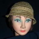 Vintage Metallic Gold Crochet Cloche Flapper Hat Free Shipping