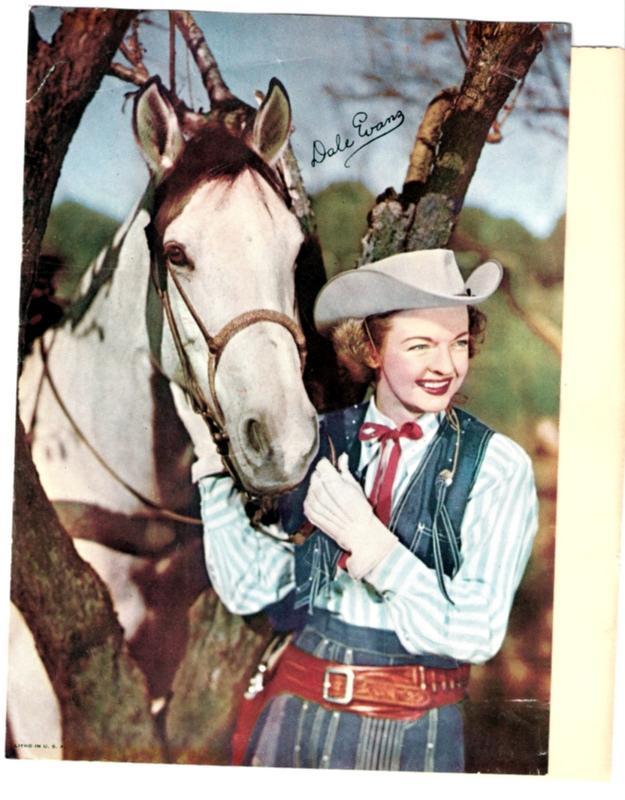 Dale Evans & Horse Buttercup Autographed Color Lithograph 7.5