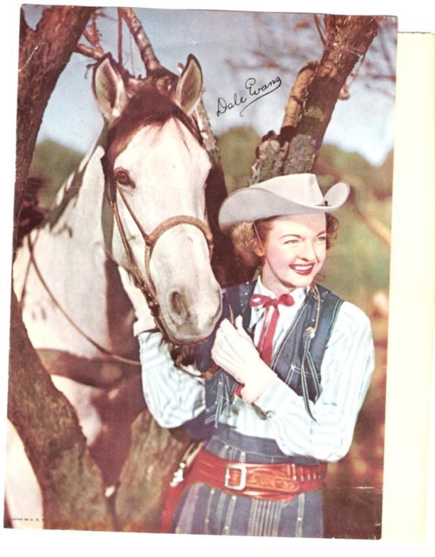 Dale Evans & Horse Buttercup Autographed Color Lithograph 7.5