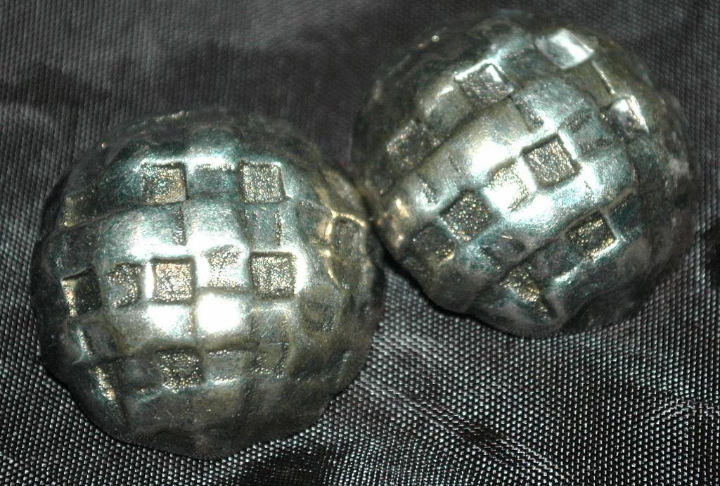 Large Modernist Silver Dome Criss Cross Clip On Earrings Signed