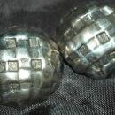 Large Modernist Silver Dome Criss Cross Clip On Earrings Signed