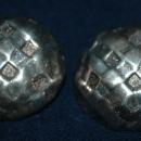 Large Modernist Silver Dome Criss Cross Clip On Earrings Signed