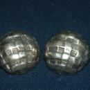 Large Modernist Silver Dome Criss Cross Clip On Earrings Signed