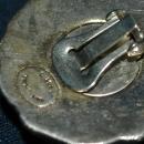 Large Modernist Silver Dome Criss Cross Clip On Earrings Signed