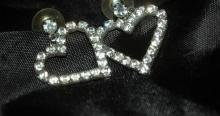 Large White Rhinestone Heart Earrings Free Shipping