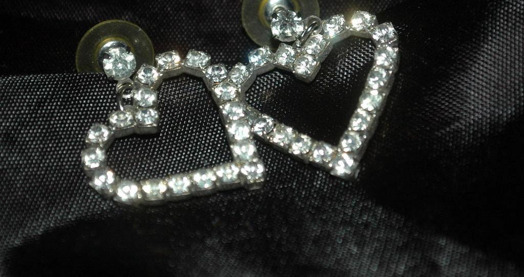 Large White Rhinestone Heart Earrings Free Shipping