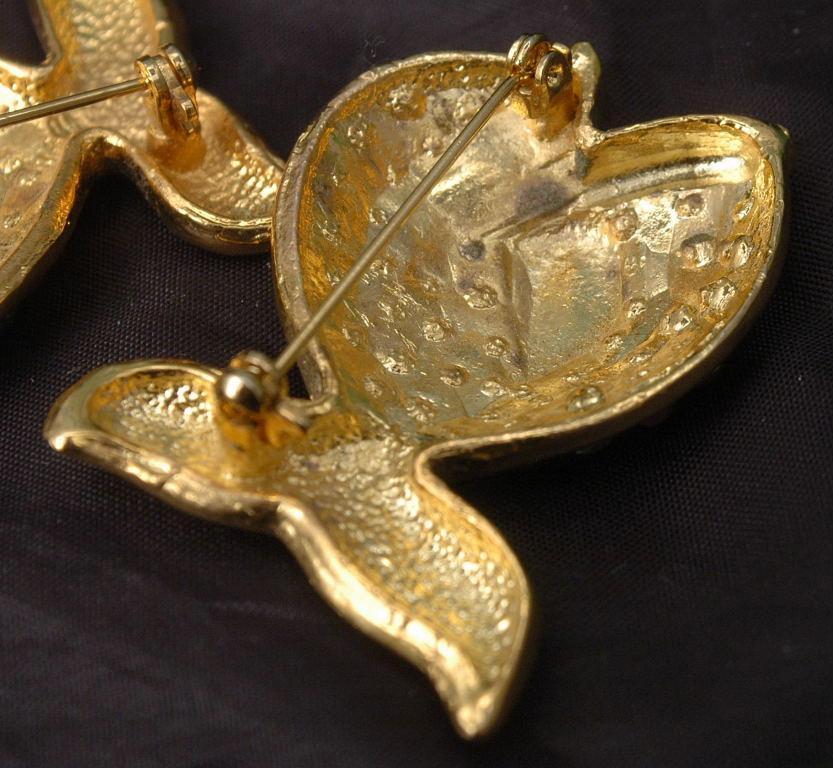 Goldfish Duo Brooch Set, with Muli Colored Crystals -1.75