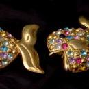 Goldfish Duo Brooch Set, with Muli Colored Crystals -1.75