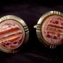 Vintage Leopard Skin Agate Glass Cufflinks Marked