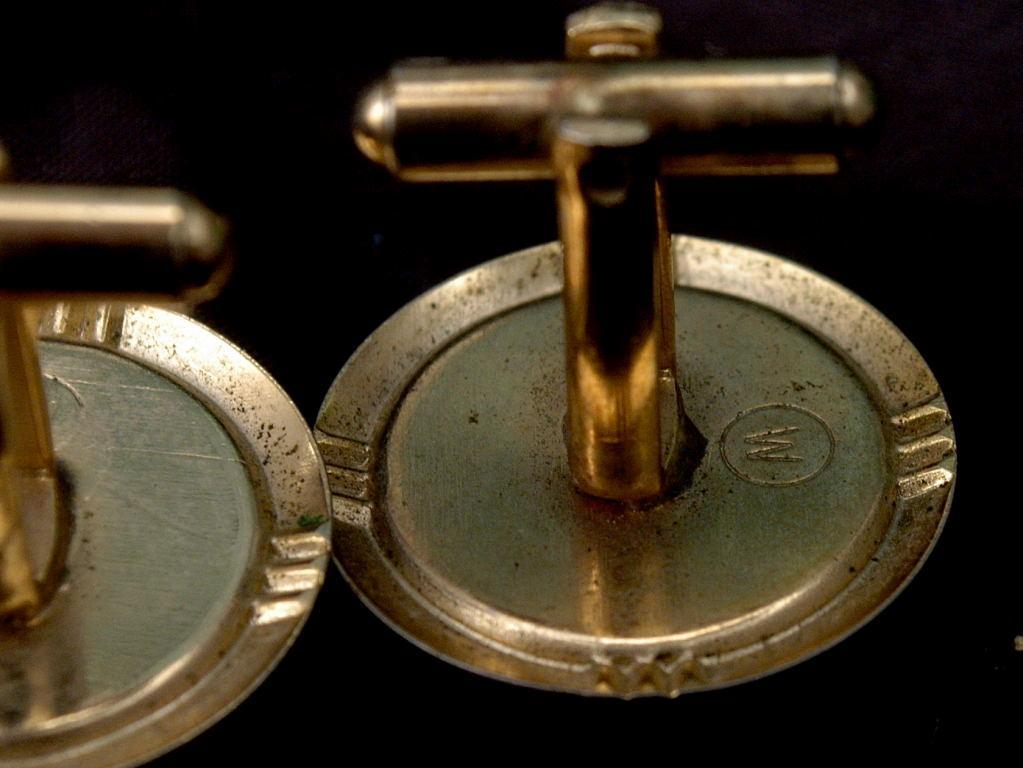 Vintage Leopard Skin Agate Glass Cufflinks Marked