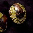 Art Deco Enamel Over Copper Cufflinks Yellow