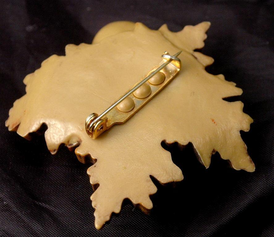 Carved Bakelite Acorn Brooch