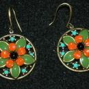Enamel Flower Brass Earrings ( large)