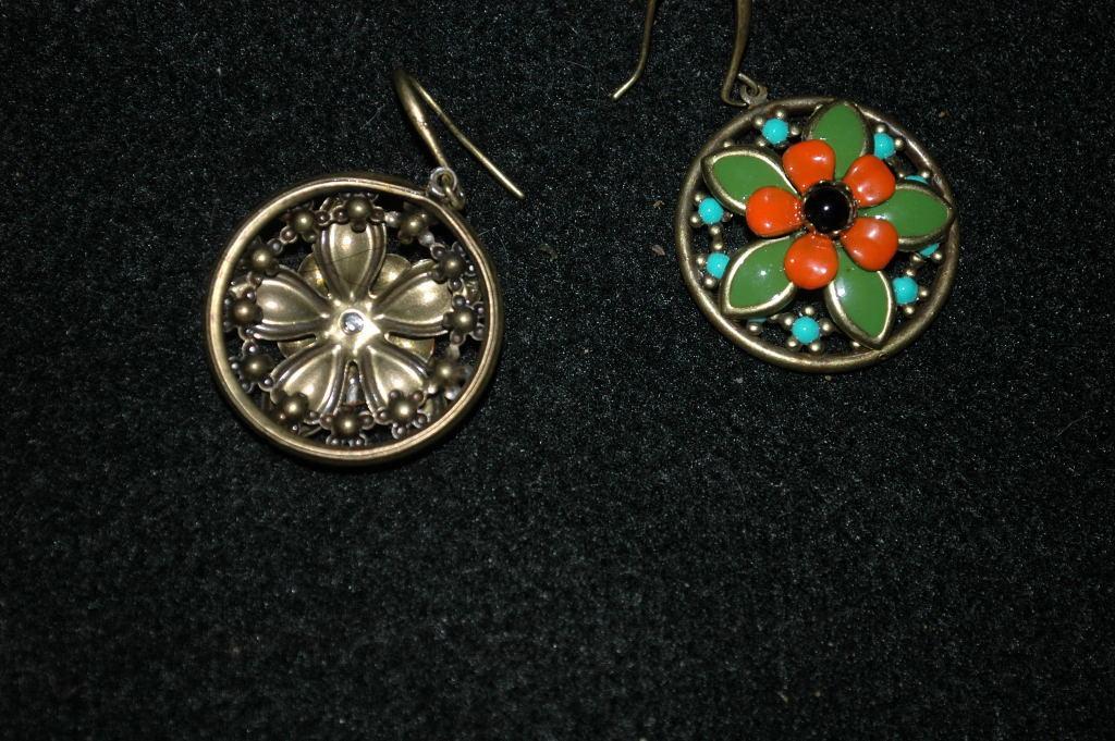 Enamel Flower Brass Earrings ( large)