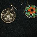 Enamel Flower Brass Earrings ( large)