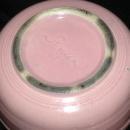 Old Pink USA Ringed Pottery Casserole Baking Pot Bowl with Lid ---Really Old! and signed