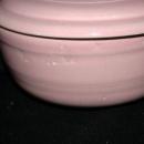 Old Pink USA Ringed Pottery Casserole Baking Pot Bowl with Lid ---Really Old! and signed