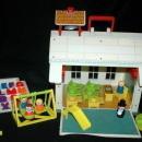 Vintage Fisher Price School House with Play Ground and Little People