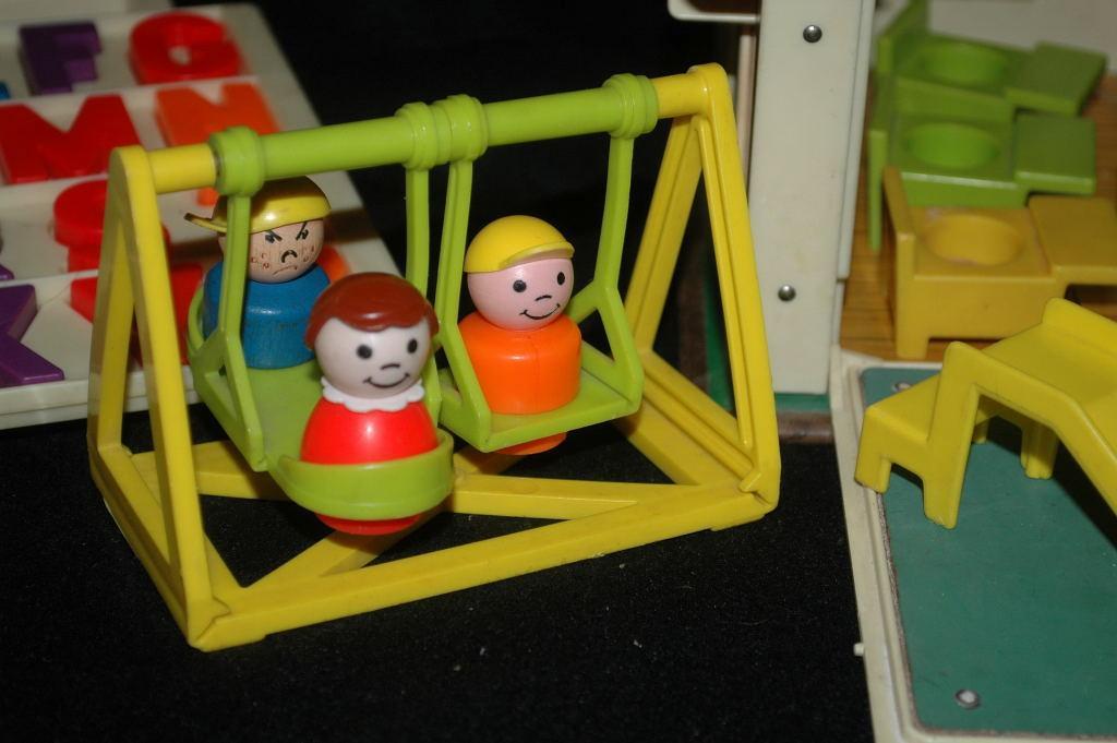 Vintage Fisher Price School House with Play Ground and Little People
