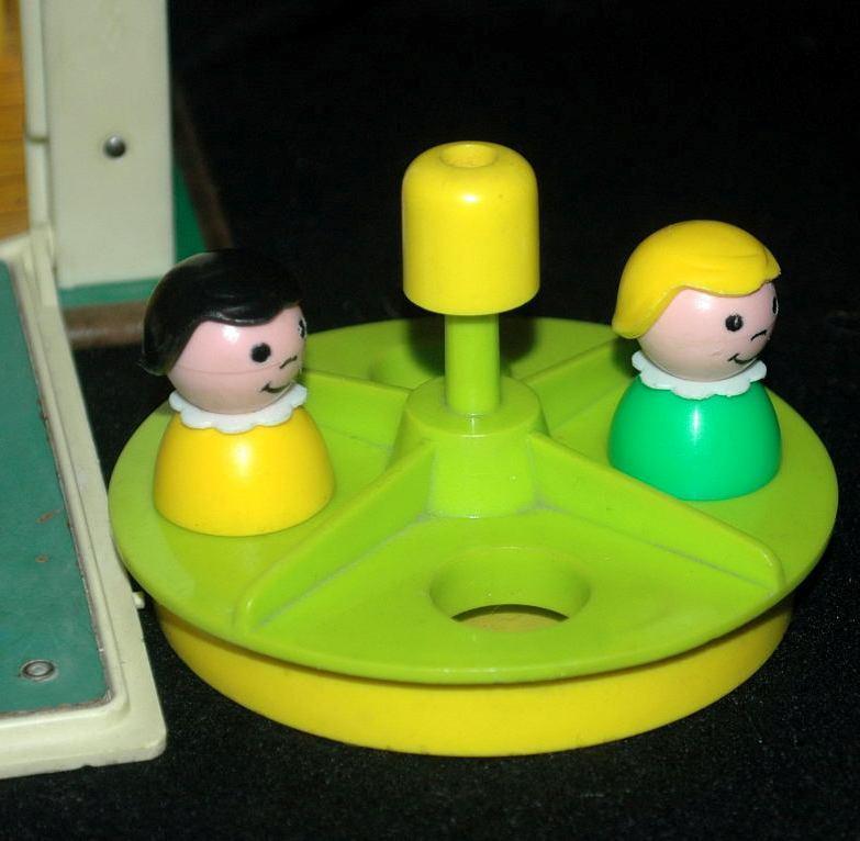 Vintage Fisher Price School House with Play Ground and Little People