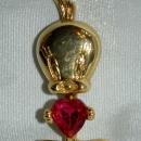 Tweety Bird Gold and Pink SWAROVSKI Crystal Heart Pin Brooch