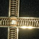 Very Large Van Dell 12K Gold Filled Cross with Dark Amber Crystal Center.