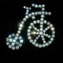 White Rhinestone Antique Bicycle or tricycle Pin