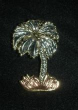 Made in Mexico Hand Crafted Mixed Metal Palm Tree Pin Brooch