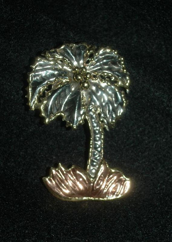Made in Mexico Hand Crafted Mixed Metal Palm Tree Pin Brooch