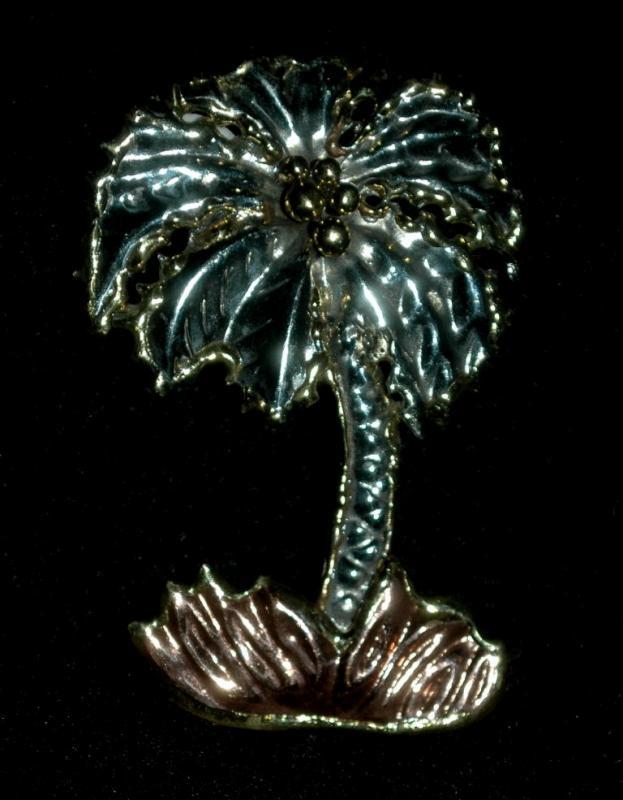 Made in Mexico Hand Crafted Mixed Metal Palm Tree Pin Brooch