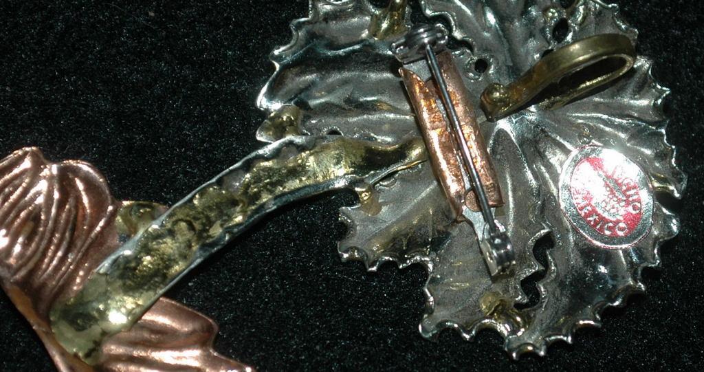 Made in Mexico Hand Crafted Mixed Metal Palm Tree Pin Brooch