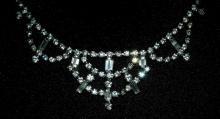White Crystal Rhinestone Choker Necklace, Vintage Elegant Princess Style