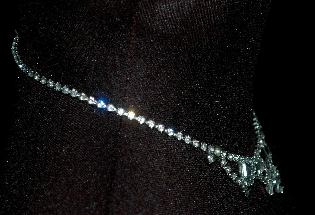 White Crystal Rhinestone Choker Necklace, Vintage Elegant Princess Style
