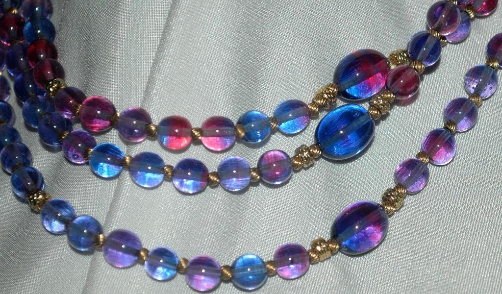 Gradient Color Change Glass Beads Long Strand Necklace 58