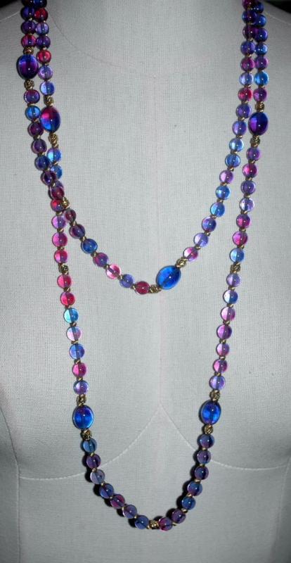 Gradient Color Change Glass Beads Long Strand Necklace 58