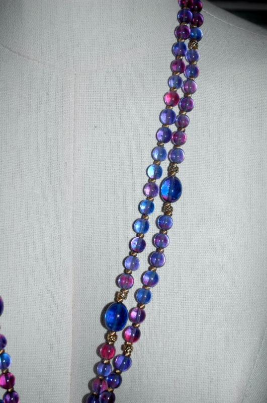 Gradient Color Change Glass Beads Long Strand Necklace 58