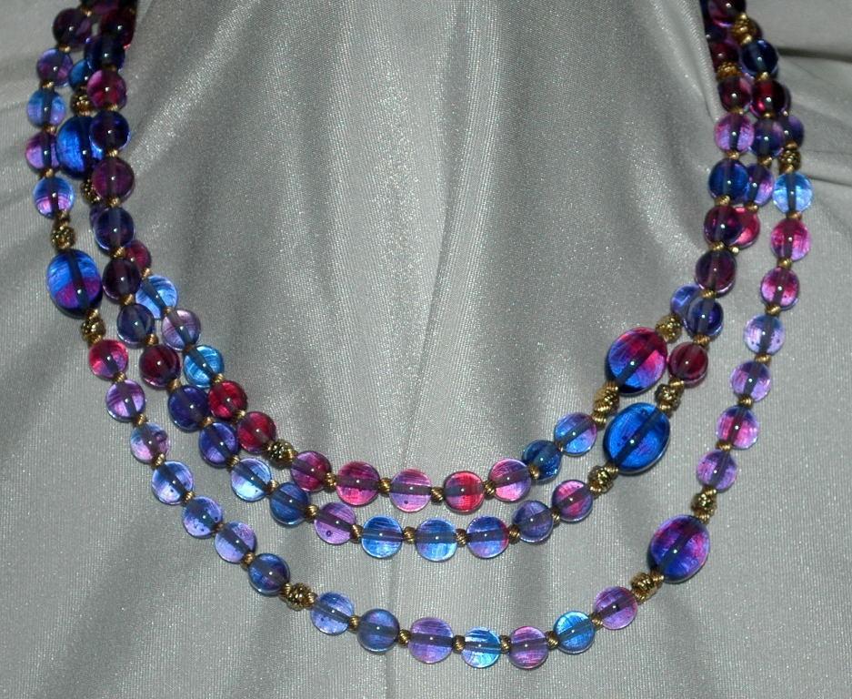 Gradient Color Change Glass Beads Long Strand Necklace 58