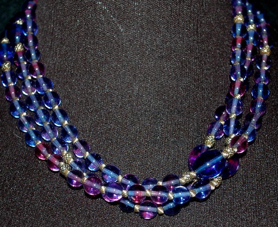 Gradient Color Change Glass Beads Long Strand Necklace 58