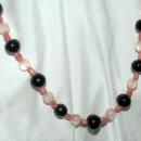 Black & Satin Pink Glass of Czech Beads Continuous Strand
