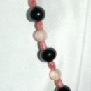 Black & Satin Pink Glass of Czech Beads Continuous Strand