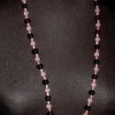 Black & Satin Pink Glass of Czech Beads Continuous Strand