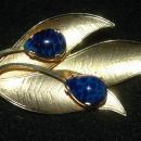 Gold Leaf Lapis Brooch marked Austria