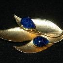 Gold Leaf Lapis Brooch marked Austria