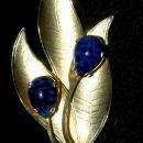Gold Leaf Lapis Brooch marked Austria