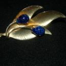 Gold Leaf Lapis Brooch marked Austria