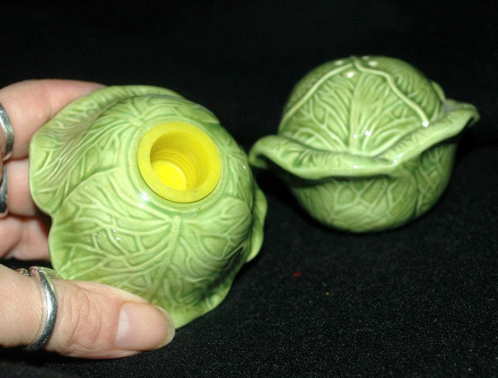 Green Cabbage Salt and Pepper Shakers