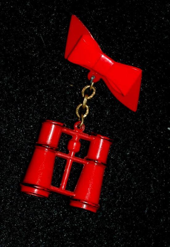Novelty Red Plastic Binoculars Pin - Free Shipping