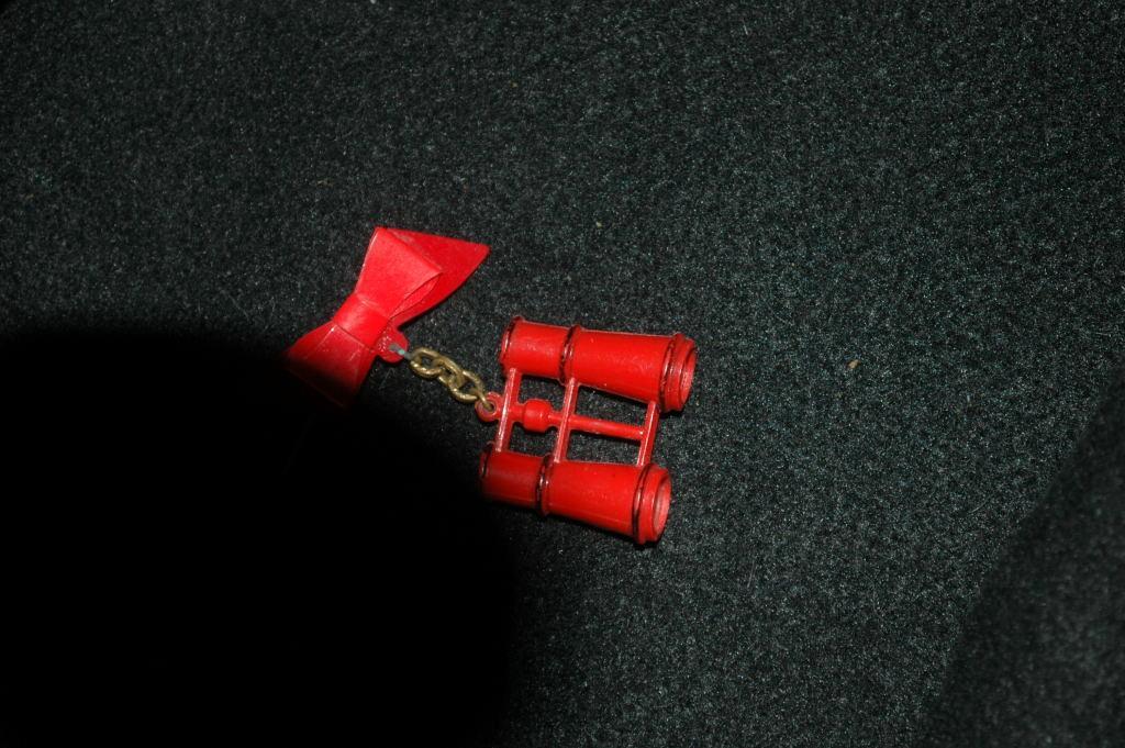 Novelty Red Plastic Binoculars Pin - Free Shipping