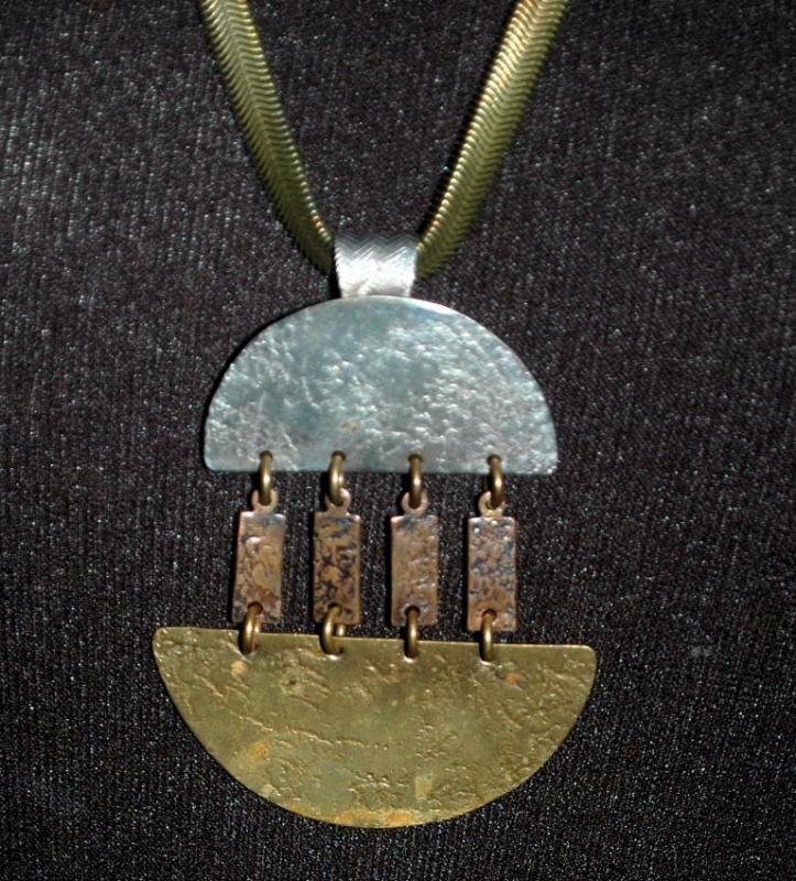 Marjorie Baer S. F. Modernist Mixed Metal Necklace - Hand Wrought